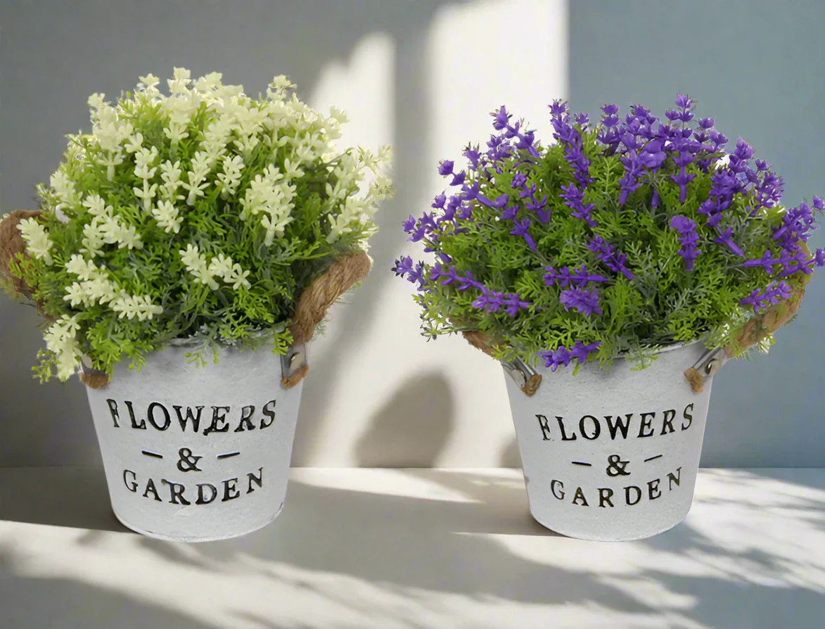 Potted Flowers with Rope Handle-19cm