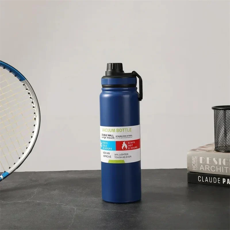 Double Vacuum Stainless Steel Bottle with Straw Lid -800ml - Image 3
