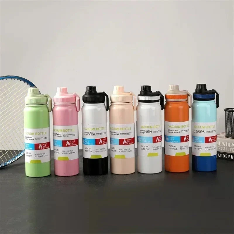 Double Vacuum Stainless Steel Bottle with Straw Lid -800ml - Image 9