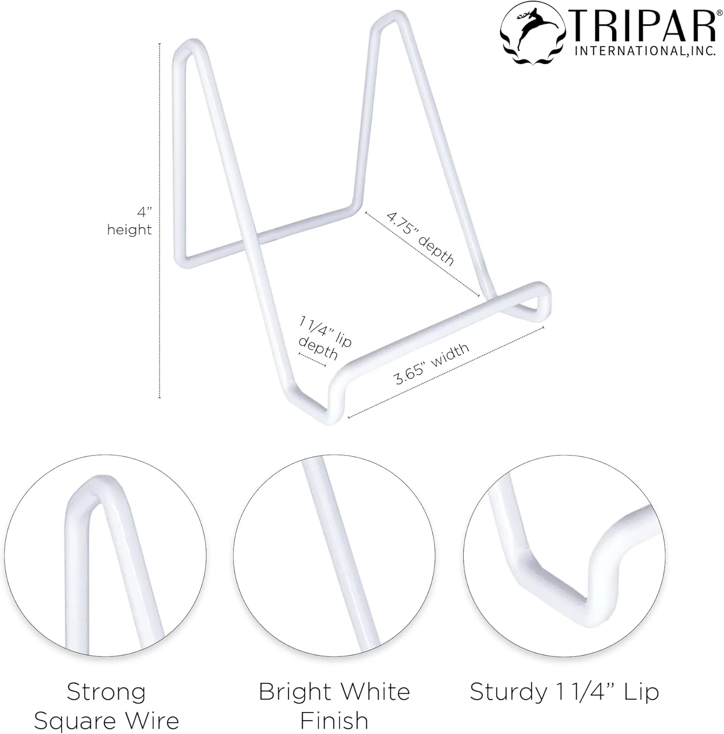 Angled White Metal Plate Stand 9.5X14X10CM - Image 2