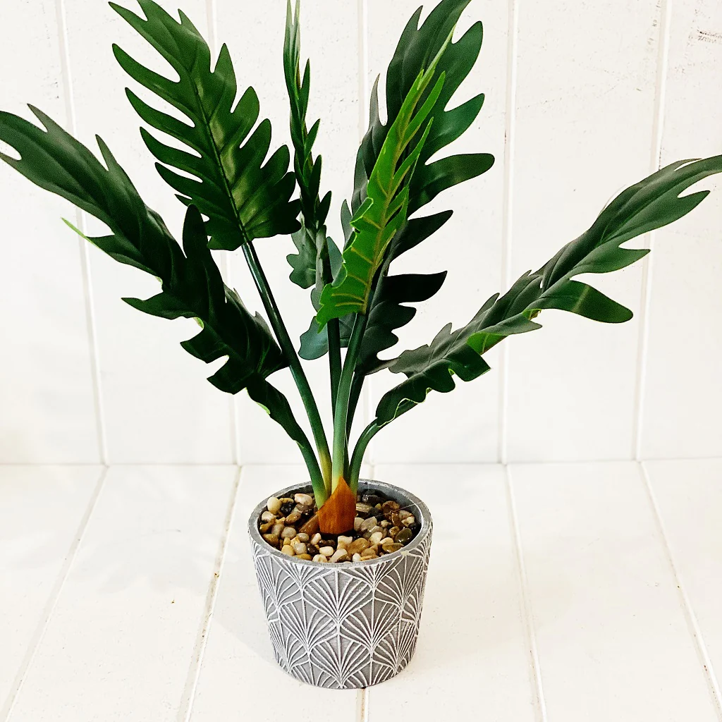 Artificial Assorted Ferns in Grey Decorative Pot - Image 5