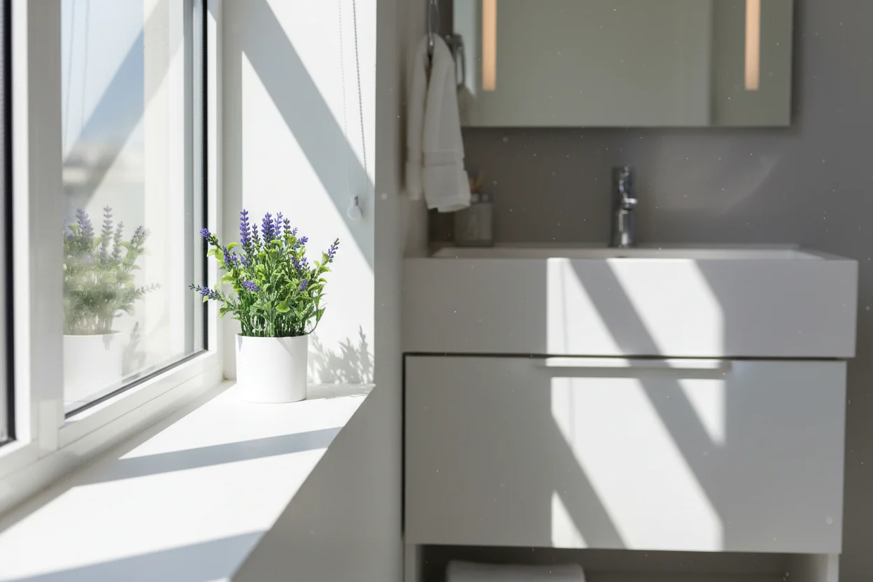 Artificial Lavender Plant in White Pot - Image 3