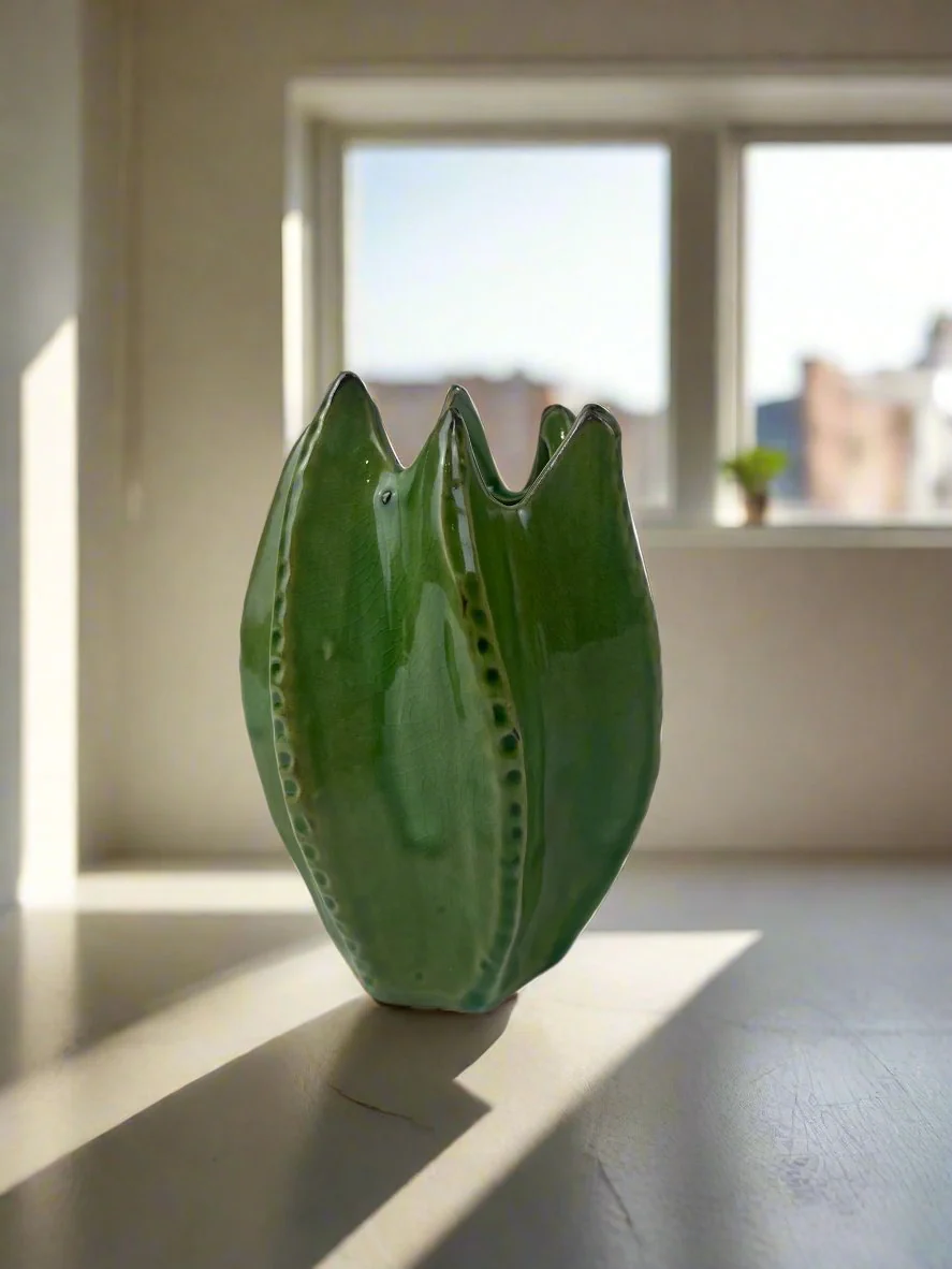Cactus Ceramic Vase in Green - Image 3