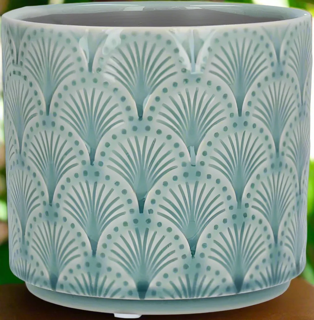 Ceramic Pot with Fan Pattern - Image 3