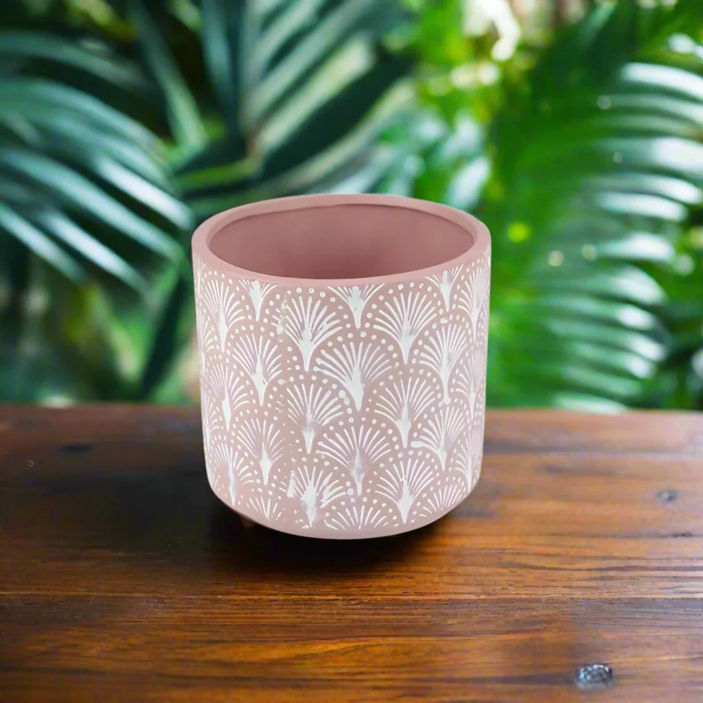 Ceramic Pot with Fan Pattern - Image 4