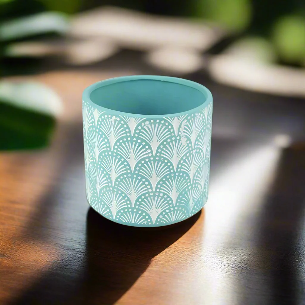 Ceramic Pot with Fan Pattern - Image 5