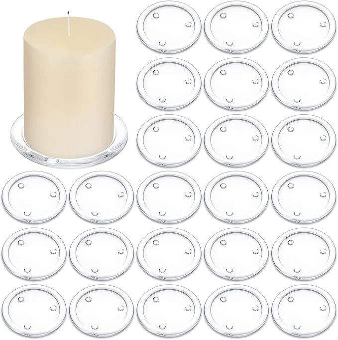 Clear Glass Round Candle Plate- 11x2cm - Image 3