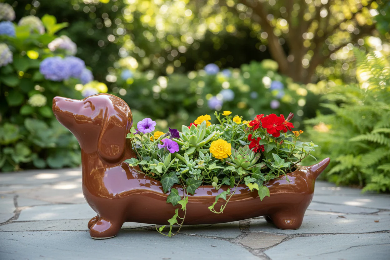 Dachshund Sausage Dog Planter Pot - Image 3
