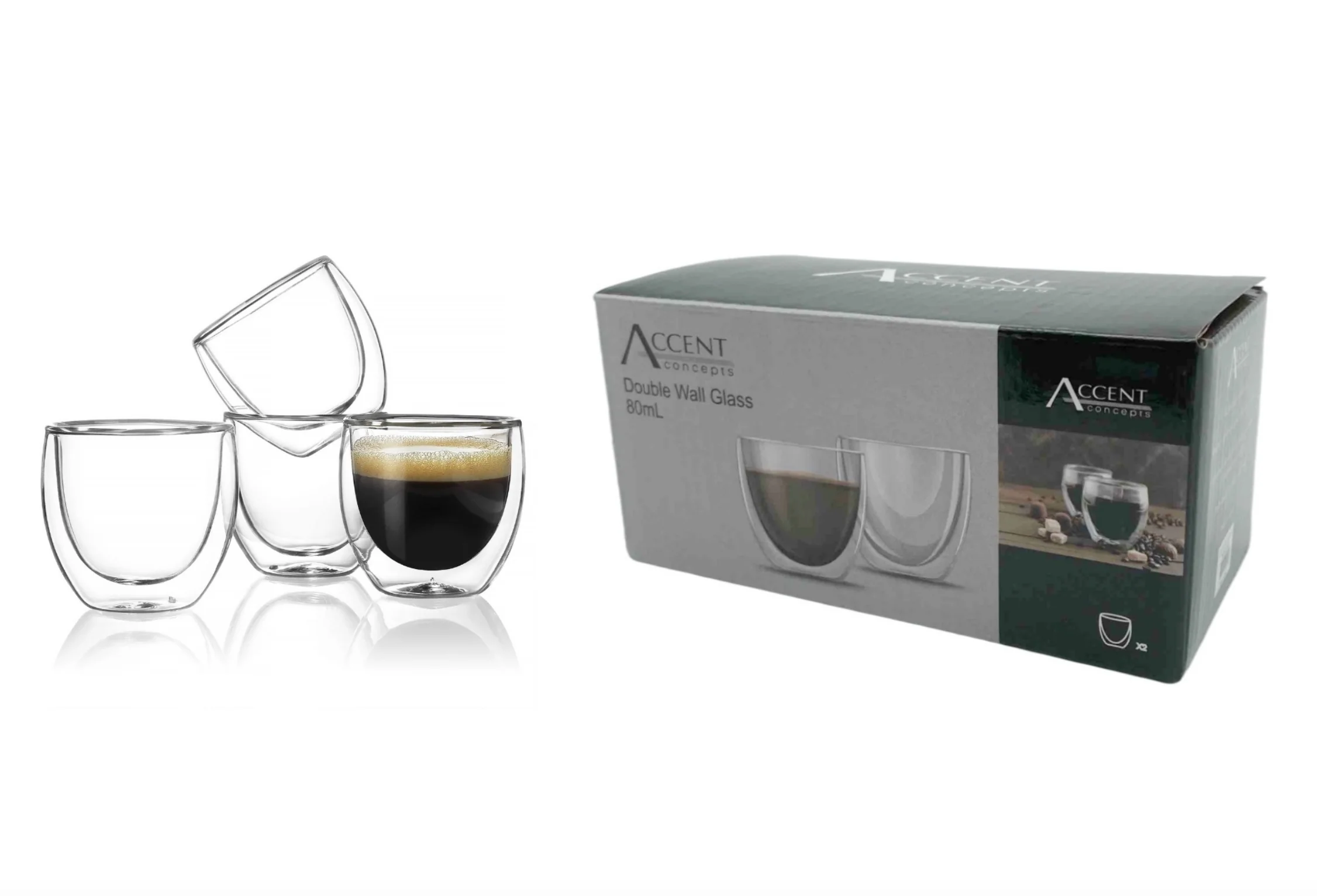 Premium Glass Coffee Mug Set of 2 – Double Wall Insulation, 3 Sizes(80ml, 250ml, 350ml) - Image 4