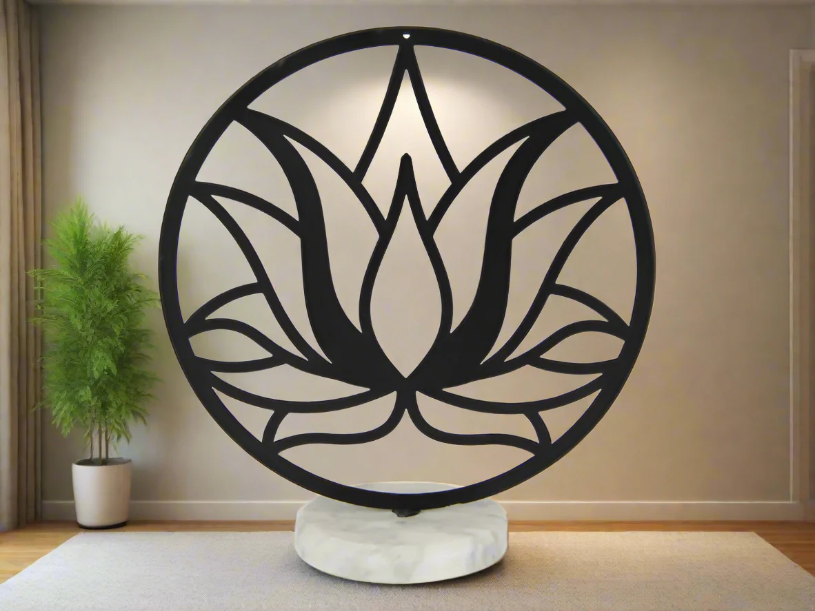Elegant Lotus Flower Art on Marble Base - 20cm - Image 3