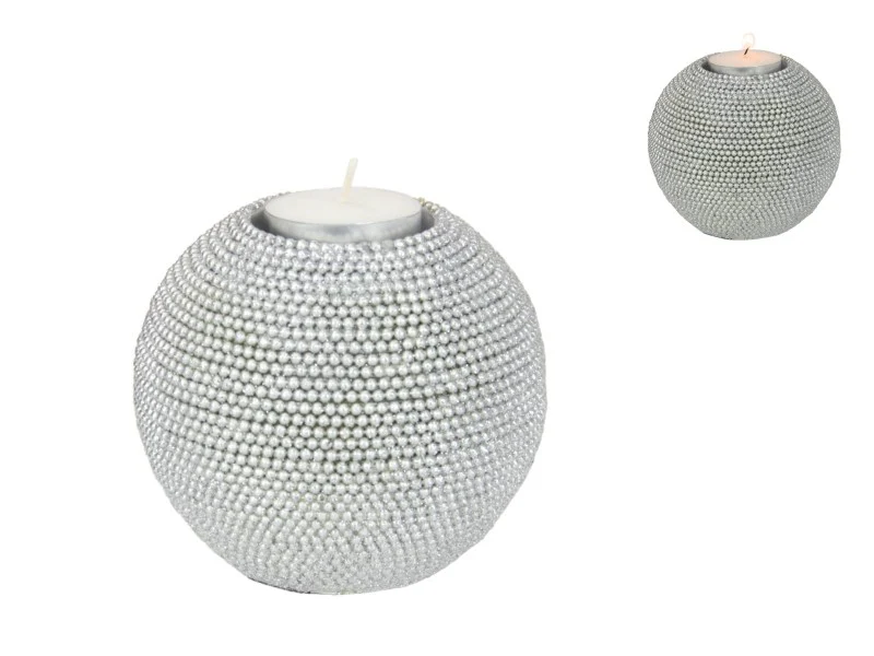 Elegant Silver Ball Tealight Holder - 9cm