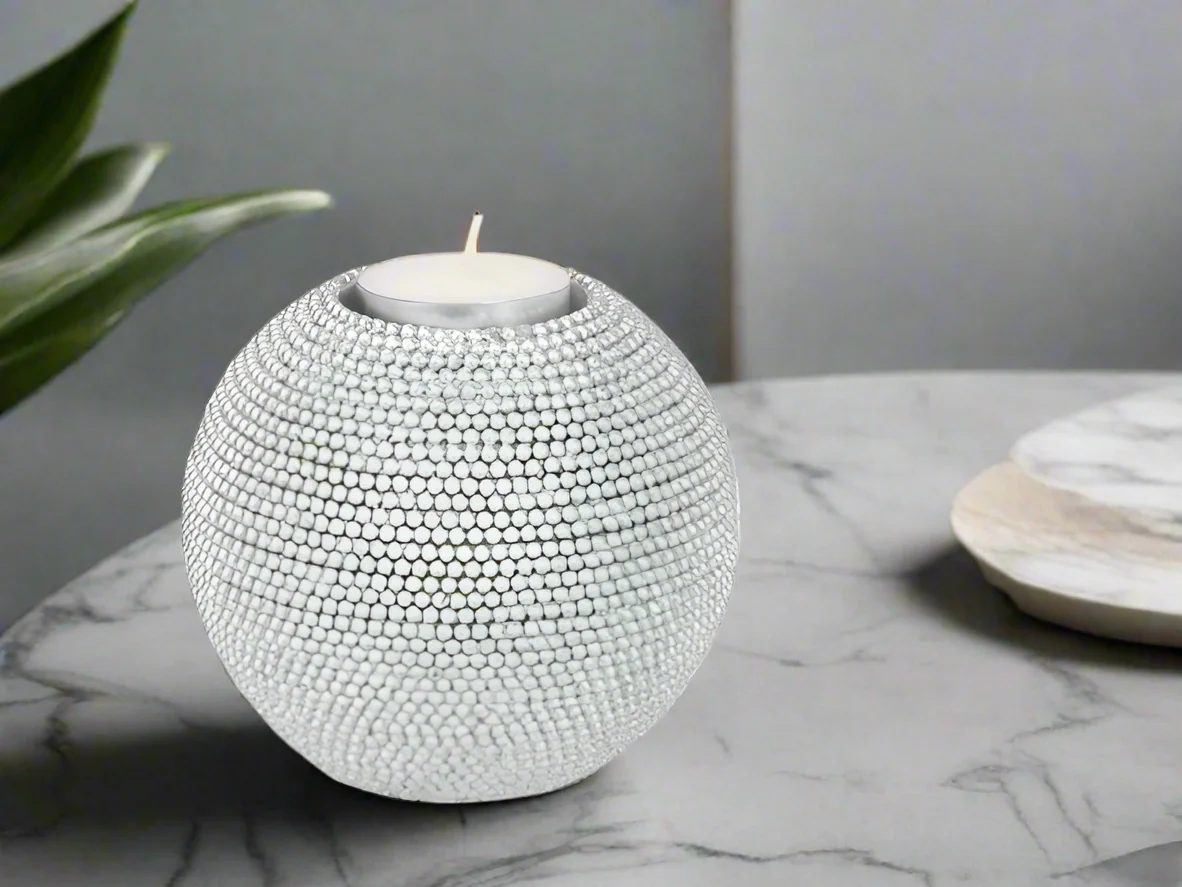 Elegant Silver Ball Tealight Holder - 9cm - Image 3