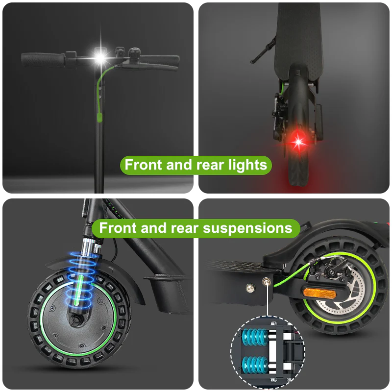 ESA Volt X10 1000W Peak Power Electric Scooter – 50km Range, 10” Solid Tyres, Suspension - Image 6
