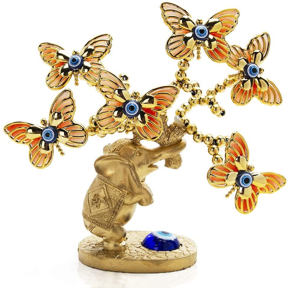 Turkish Evil Eye Feng Shui Tree – Owl & Butterfly Decor for Protection - Image 5