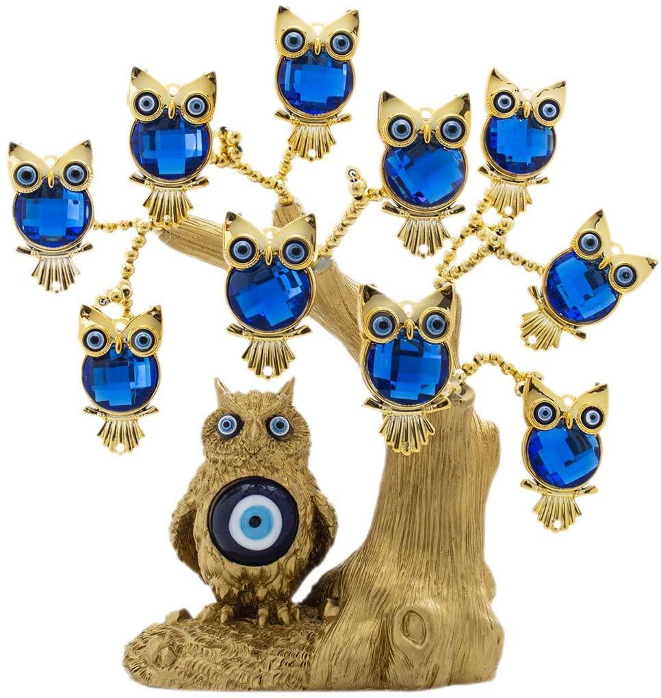 Turkish Evil Eye Feng Shui Tree – Owl & Butterfly Decor for Protection - Image 9