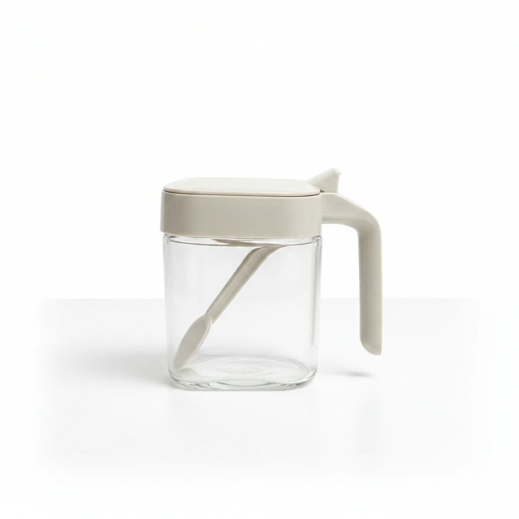 GLASS SEASONING JAR WITH SPOON 300ML - Image 2