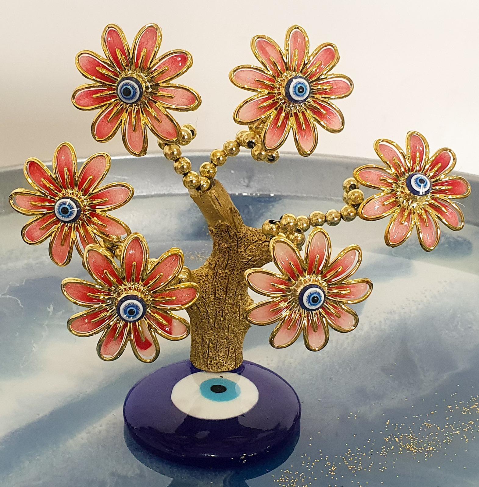 Turkish Evil Eye Bonsai Tree – Enamel Flower Decor for Protection & Luck, Feng Shui Tree - Image 10