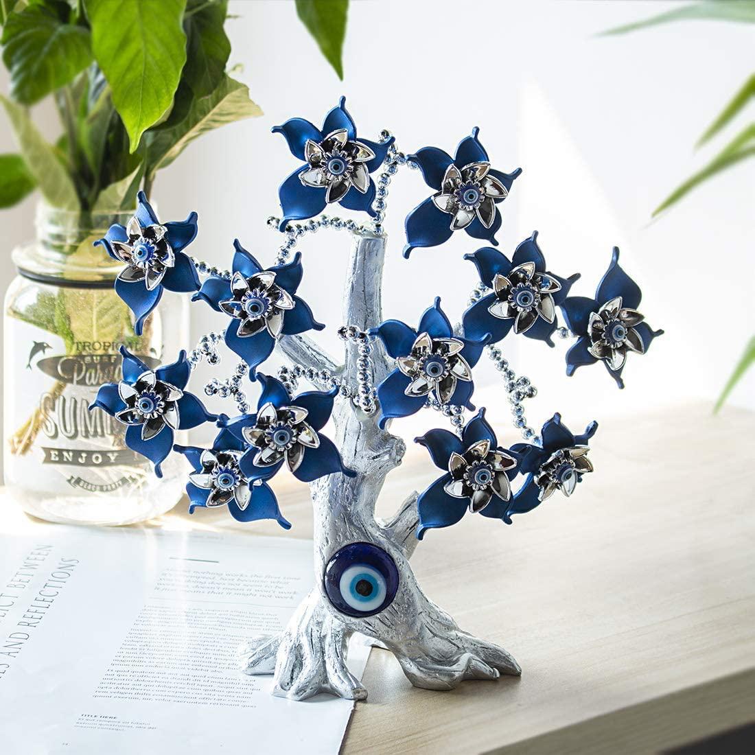 Turkish Evil Eye Bonsai Tree – Enamel Flower Decor for Protection & Luck, Feng Shui Tree - Image 3