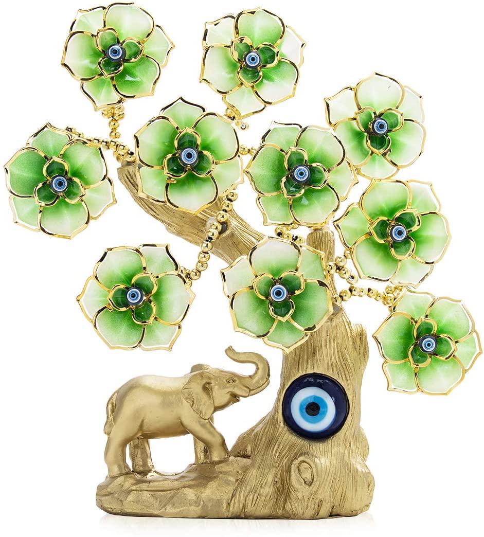 Turkish Evil Eye Bonsai Tree – Enamel Flower Decor for Protection & Luck, Feng Shui Tree - Image 5
