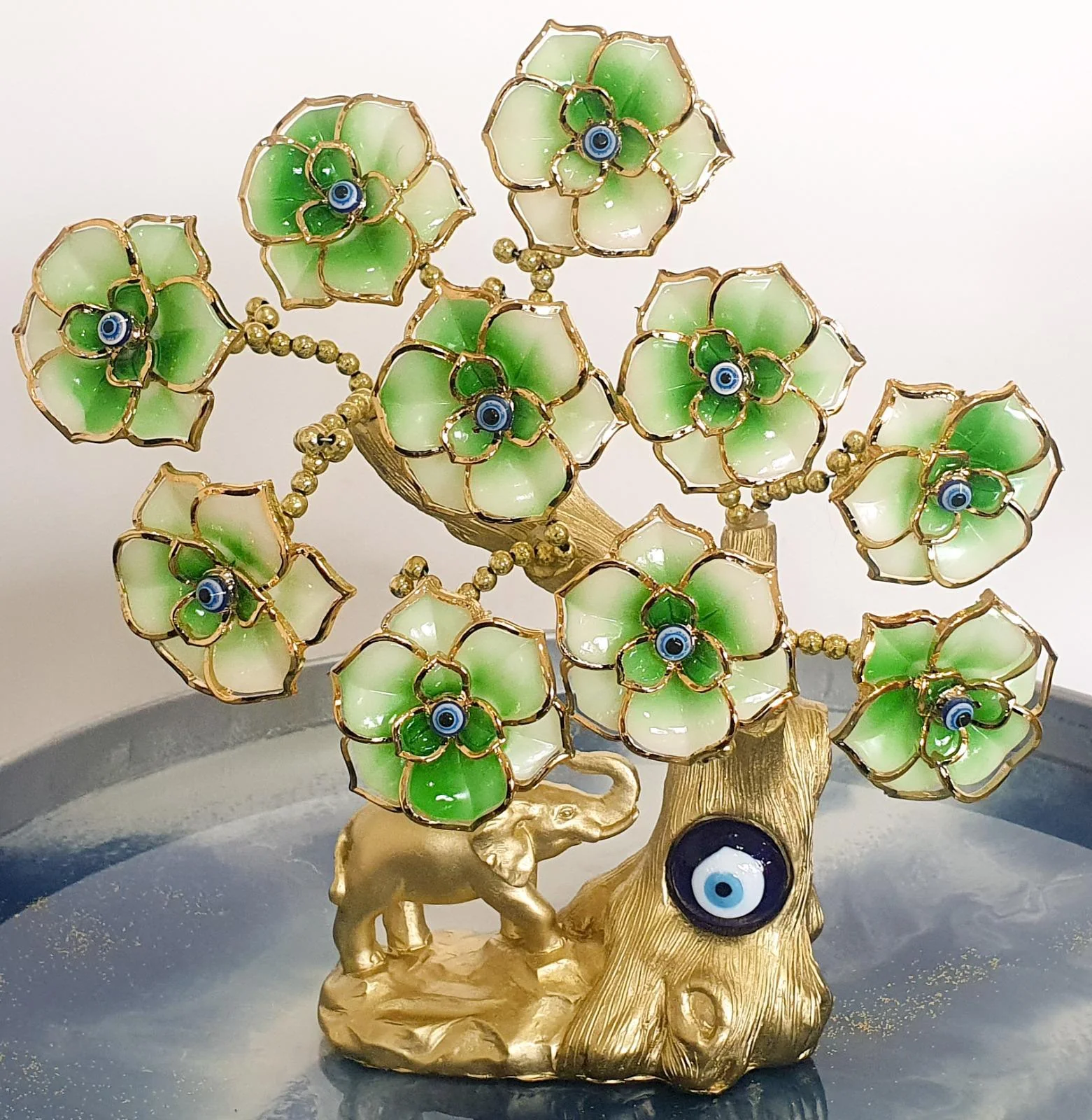 Turkish Evil Eye Bonsai Tree – Enamel Flower Decor for Protection & Luck, Feng Shui Tree - Image 6