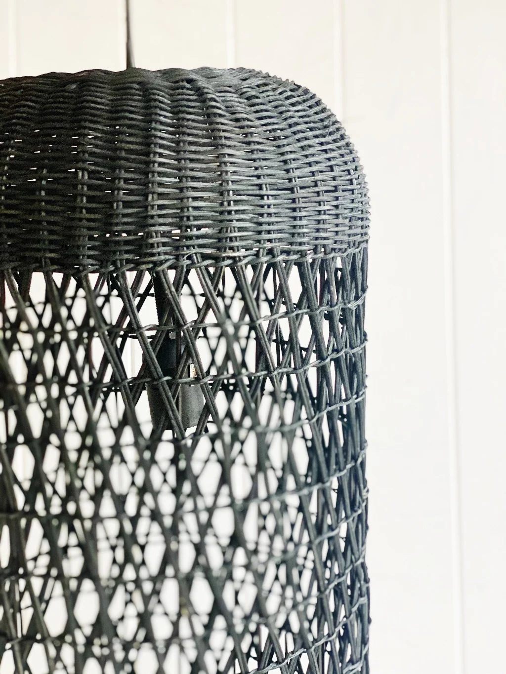 Kudu Rattan Ceiling Tube Lampshade - Black - Image 3