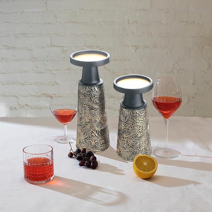 Pillar Candle Holder Set of 2-Resin Candle Stand Farmhouse - Image 3