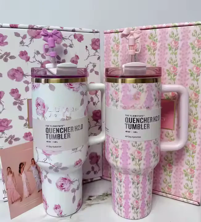 Love Shack 40oz Petal Pink Floral Insulated Tumbler – Stainless Steel Reusable Travel Cup - Image 5