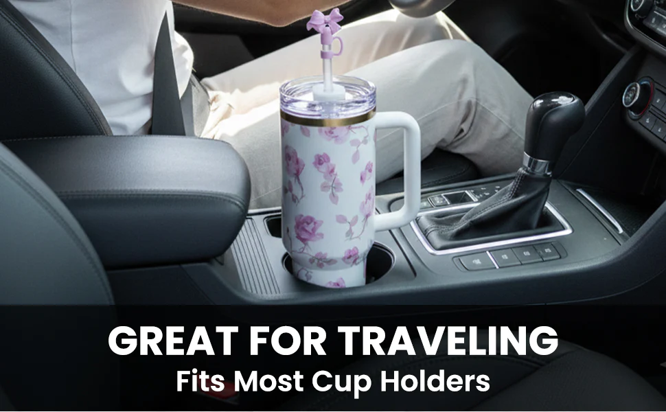 Love Shack 40oz Petal Pink Floral Insulated Tumbler – Stainless Steel Reusable Travel Cup - Image 6