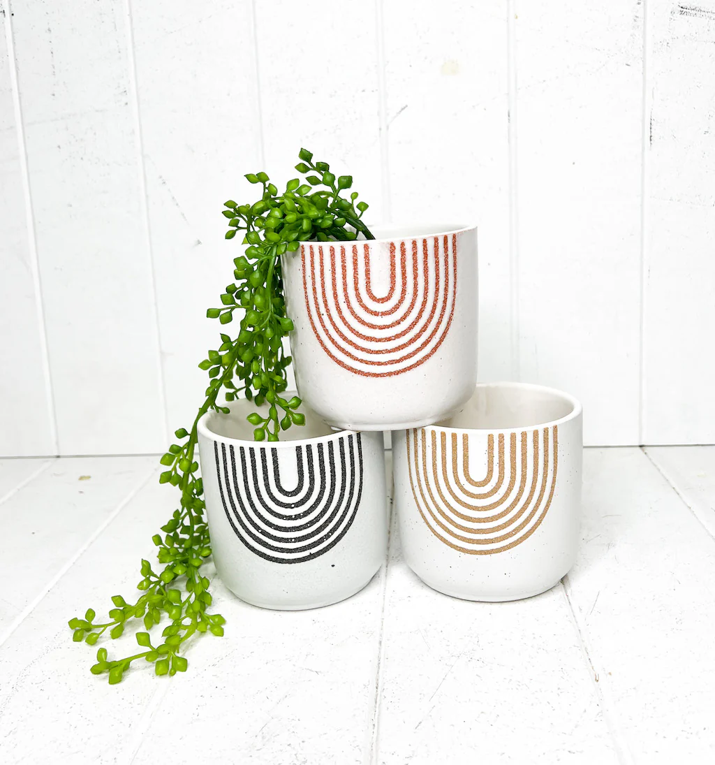 Macy Speckled Arch Ceramic Pots - Image 2