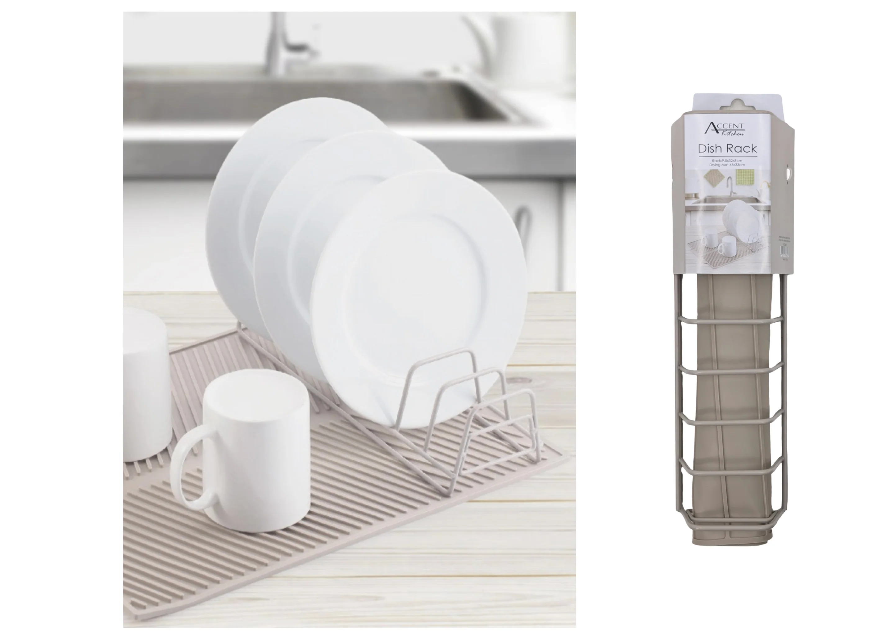 2 PCS SILICONE DISH DRYING RACK 43X33X8CMH - Image 4