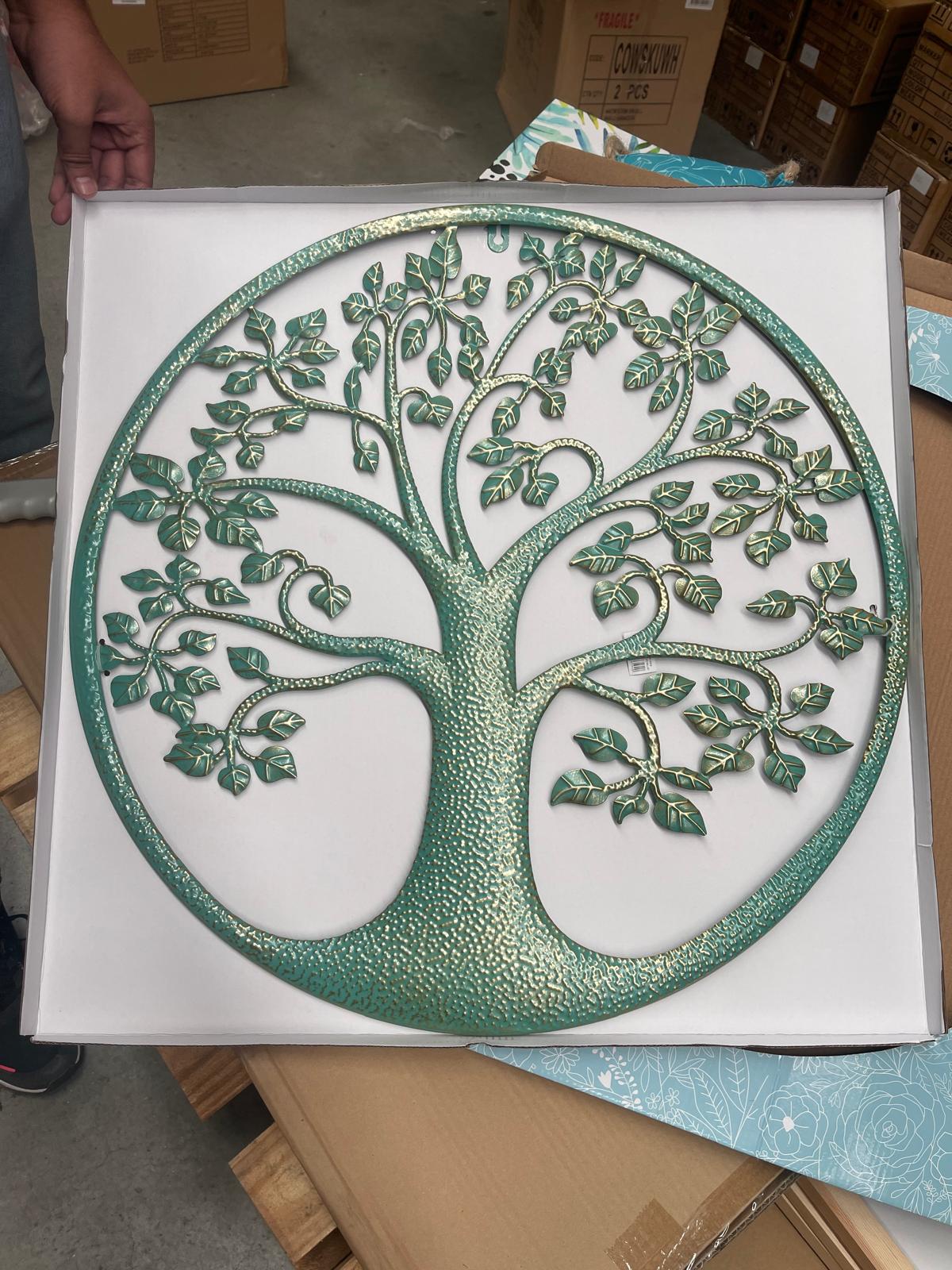 Metal Tree of Life Wall Art in Green Finish - Image 3