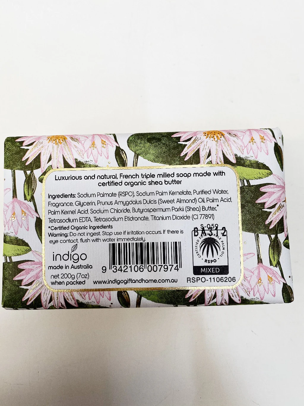 Organic Shea Butter Soap in White Ginger Lily - Lily Pattern - Image 3