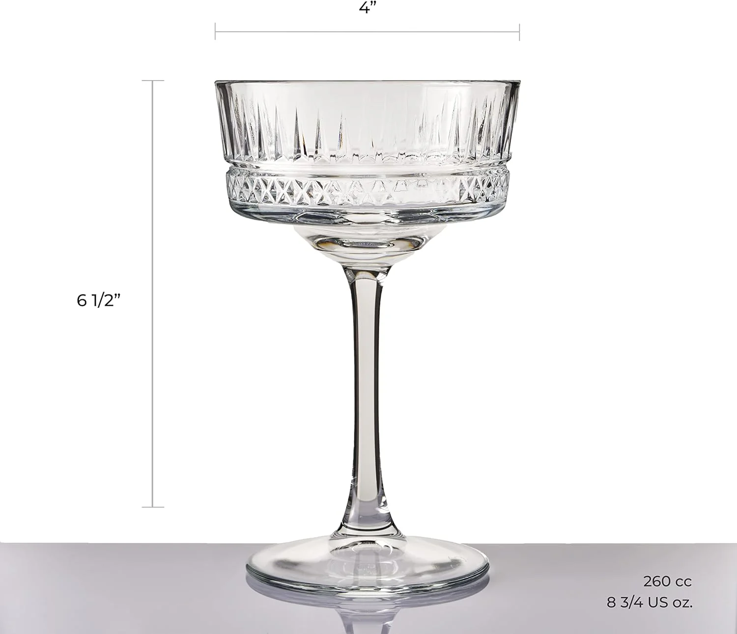Pasabahce Pattern by Delisoga Elysia Champagne Coupe Glasses 255ml (Pack of 4) - Image 4