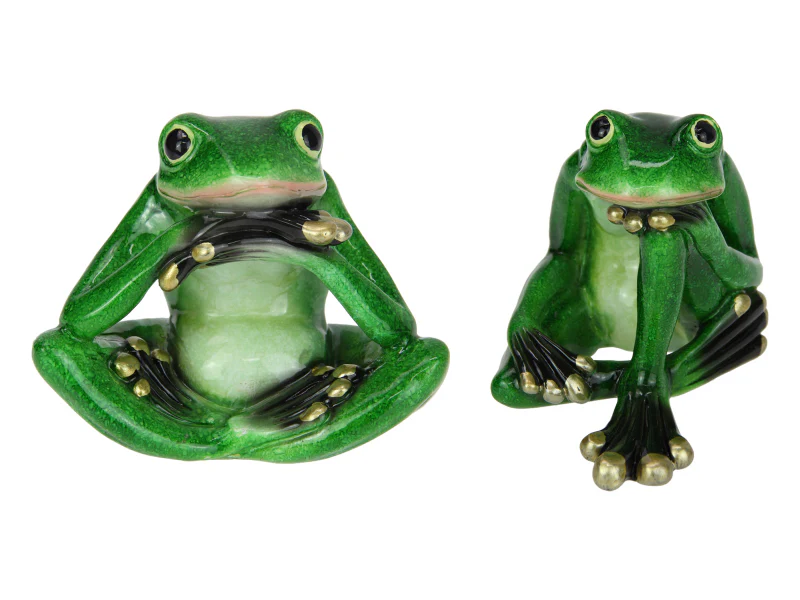 Playful Green Marble Frog Figurine I Unique Home & Garden Decor — 10cm