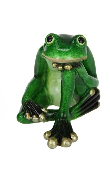 Playful Green Marble Frog Figurine I Unique Home & Garden Decor — 10cm - Image 4