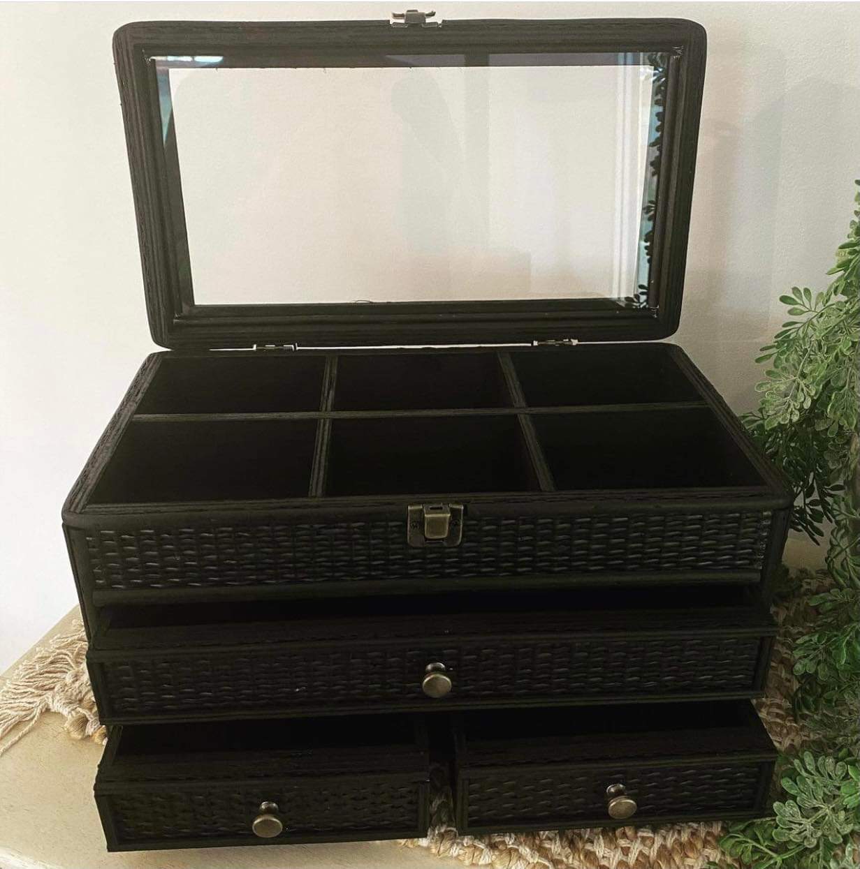 Rattan Jewellery Box - BLACK - Image 3