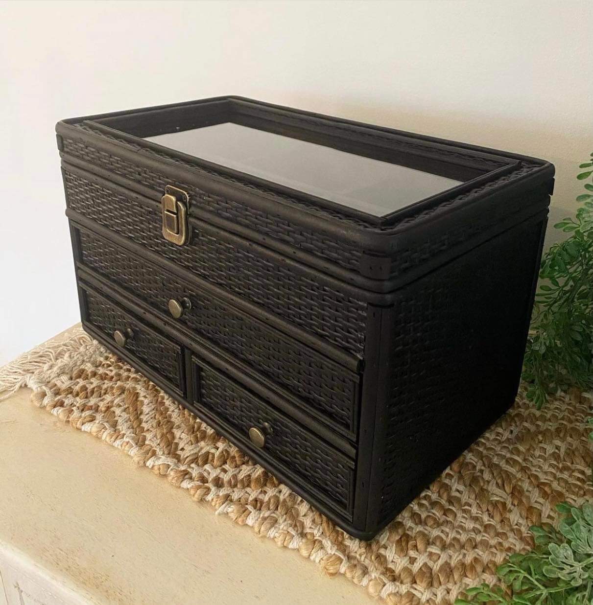 Rattan Jewellery Box - BLACK - Image 4
