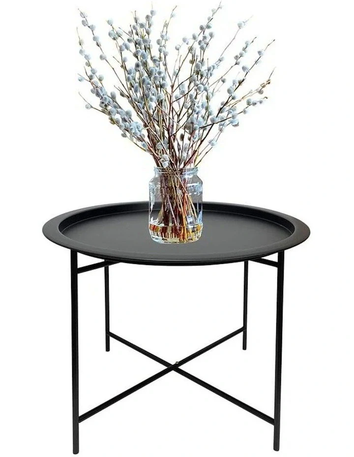 Round Lipped Cross-Frame Side Table - Image 4