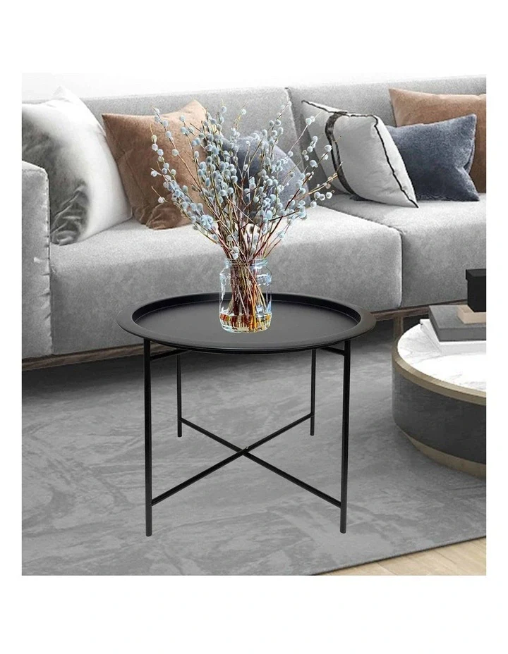Round Lipped Cross-Frame Side Table - Image 5