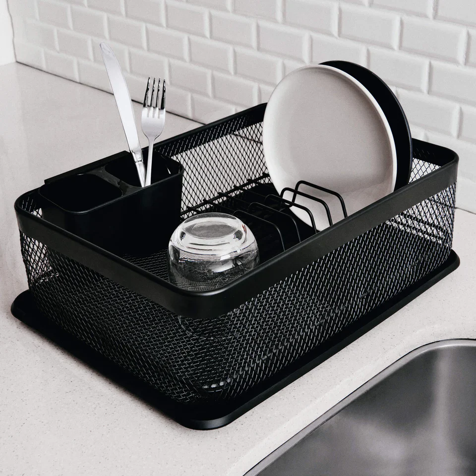 Salt & Pepper Ebony Dish Rack - Black