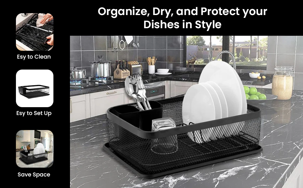 Salt & Pepper Ebony Dish Rack - Black - Image 3
