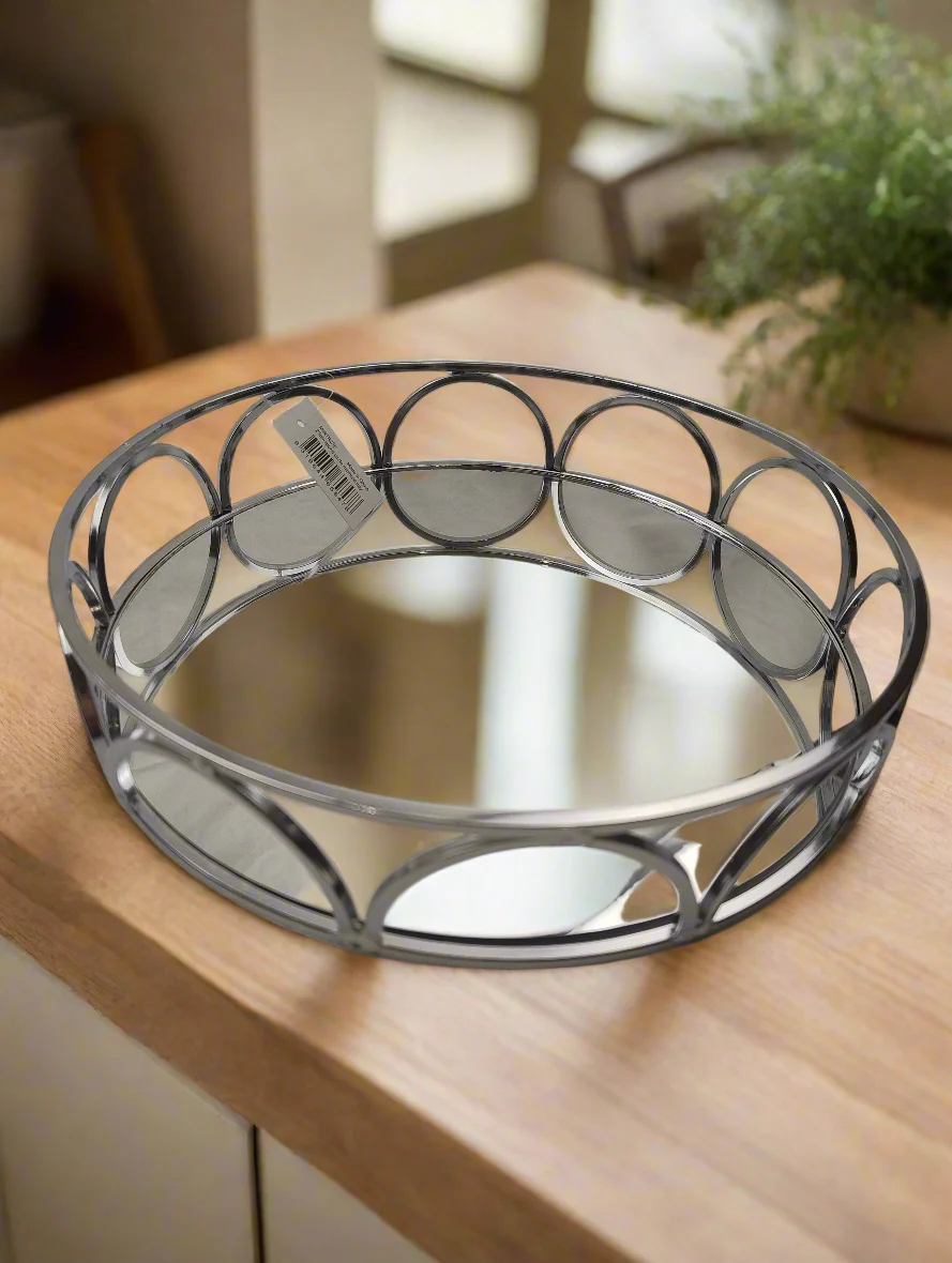 Silver Mirror Tray - 25cm