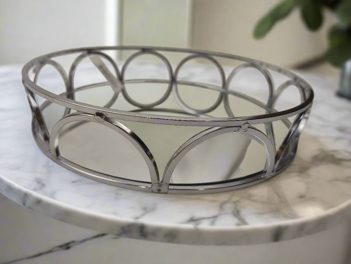 Silver Mirror Tray - 25cm - Image 2