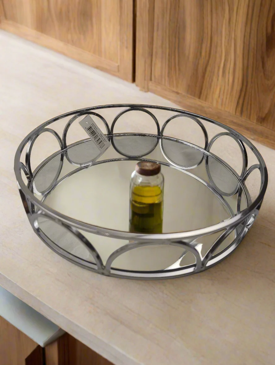 Silver Mirror Tray - 25cm - Image 3