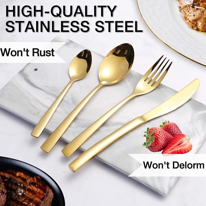 24 pcs Gold Premium Stainless Steel Cutlery Set - Image 3