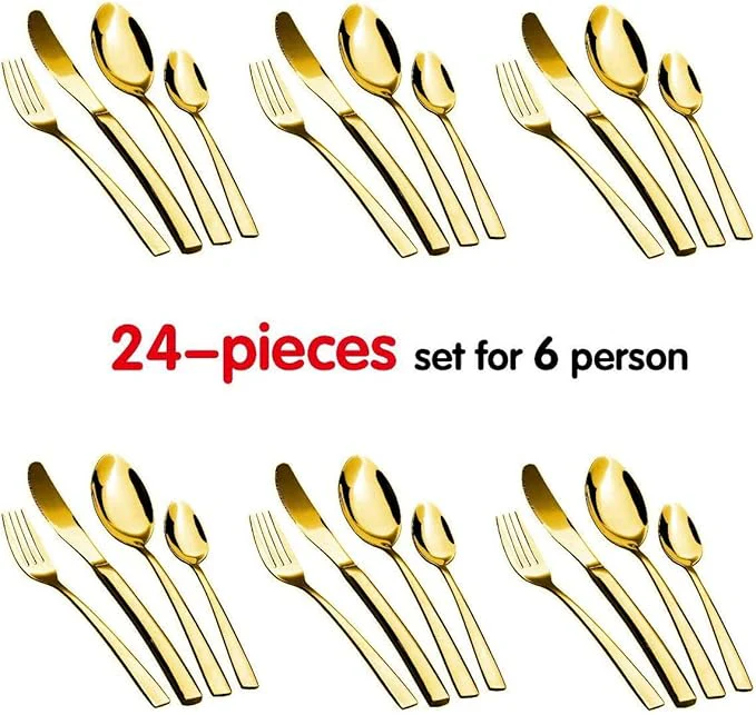 24 pcs Gold Premium Stainless Steel Cutlery Set - Image 4