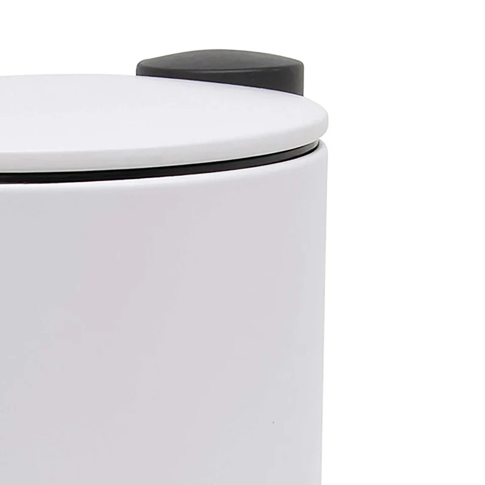 Suds Pedal Bin 5L(30cm) - White | Modern Metal Bathroom & Desk Bin | Hands-Free Waste Solution - Image 4