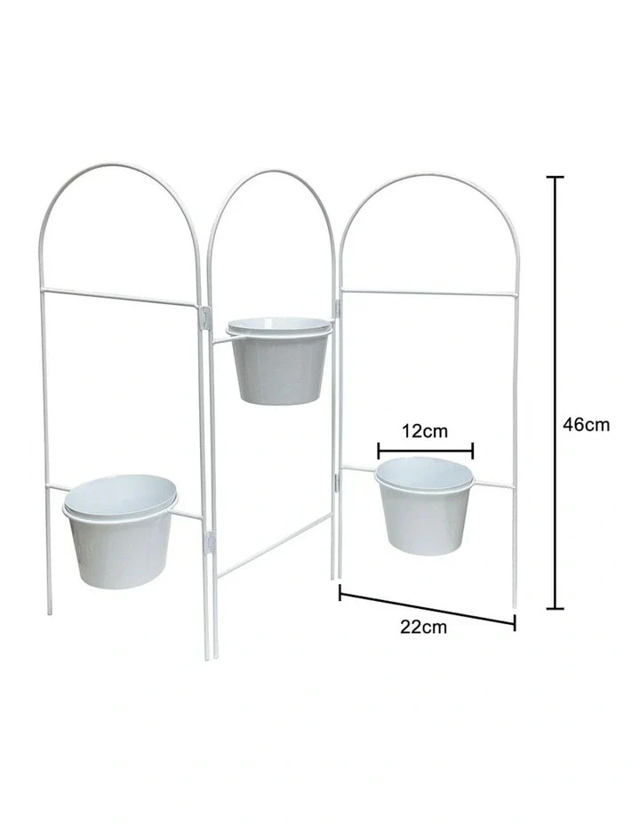Three Tier White Planter Stand with Pots - Image 3