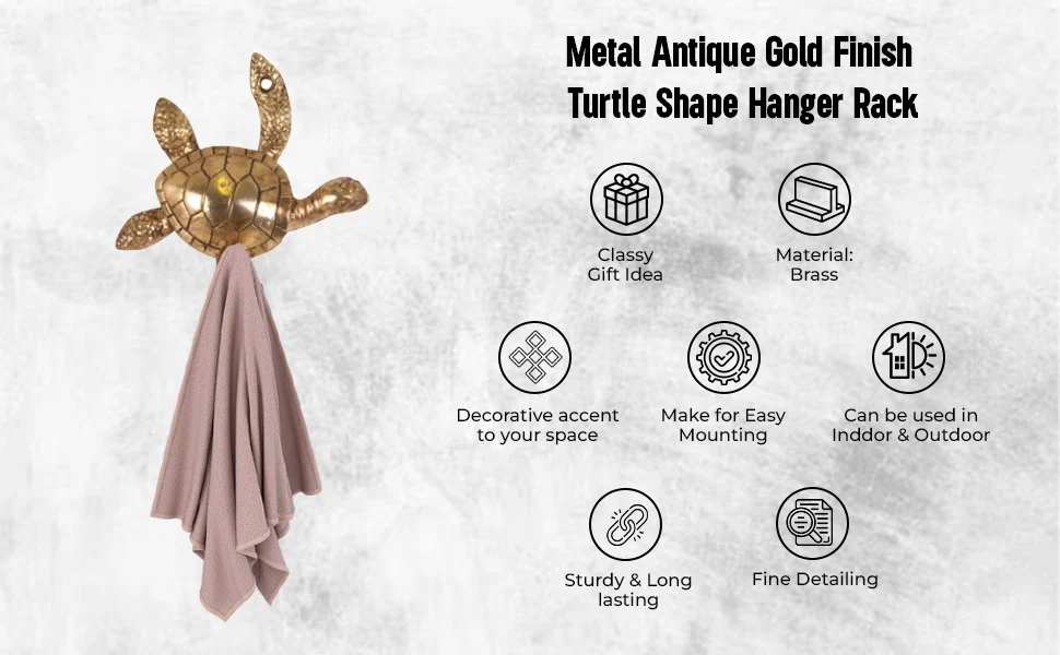 Turtle Brass Wall Hook - Image 3