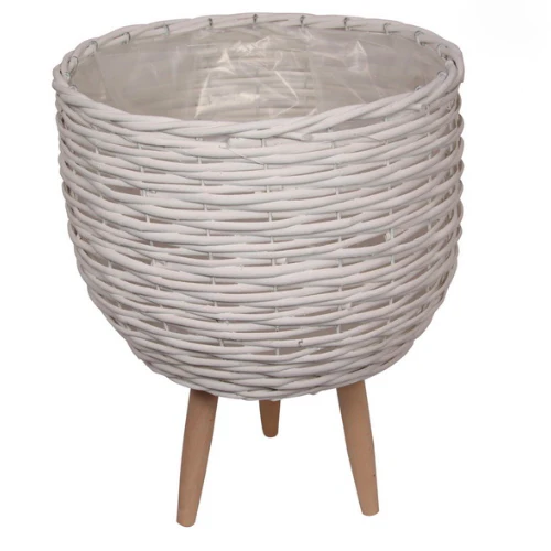 White Wicker Pot Holder - Small - Image 4